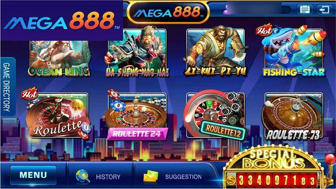 Lobi utama Mega888 selepas login